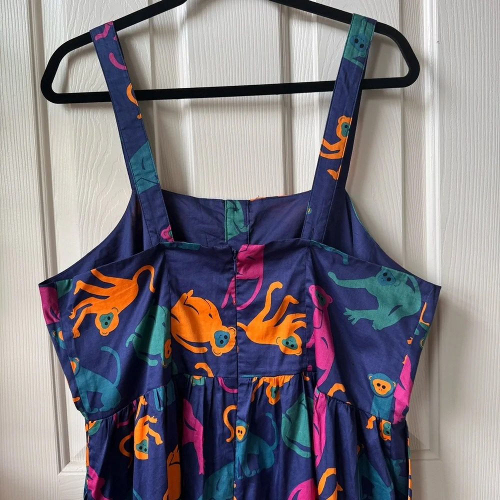Modcloth Monkey Print Multi Color Retro Dress Cas… - image 6